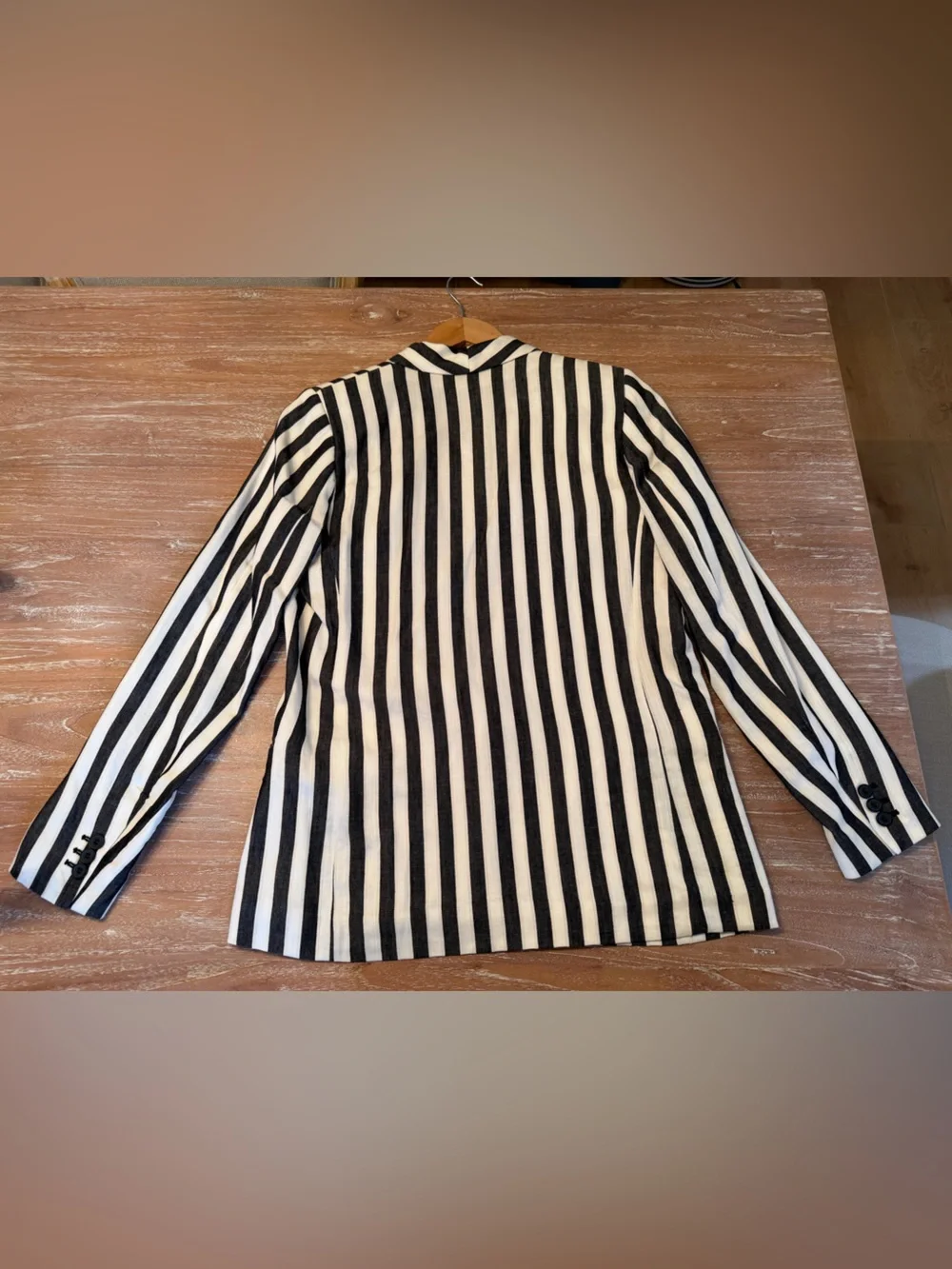 H&M Black and White Striped Blazer